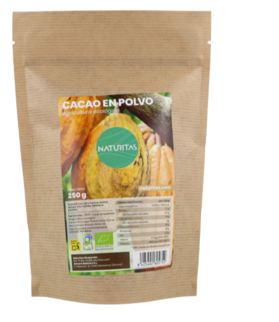 Naturistas Essentials Cacao en Polvo Ecológico – 250 g